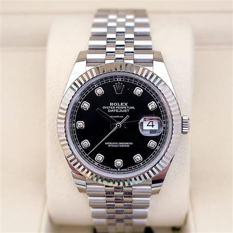 rolex datejust 41 black dial jubilee diamond|rolex datejust 41 with diamonds.